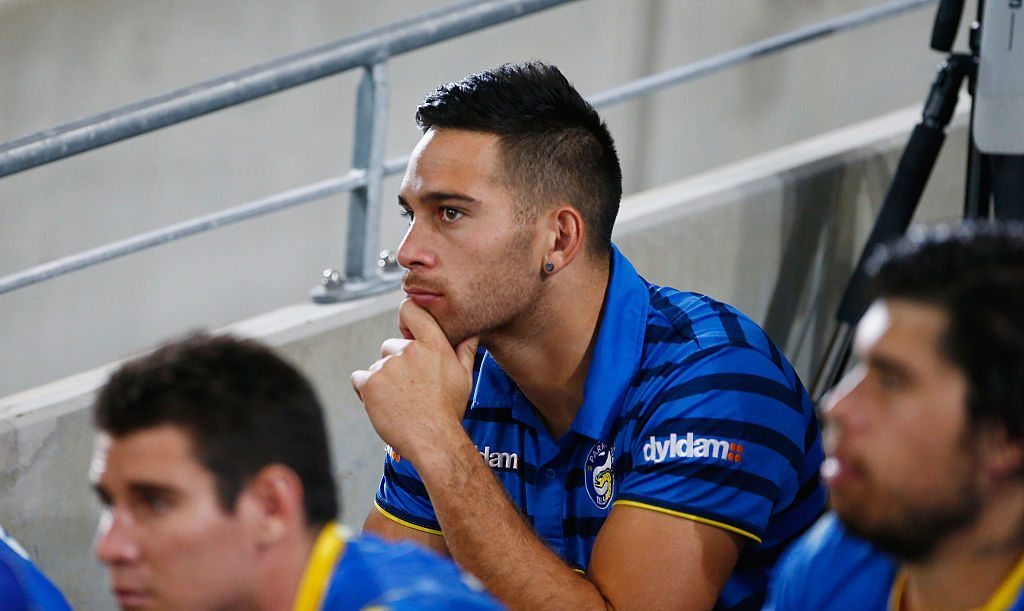 GOLD COAST, AUSTRALIA - JULY 23: Corey Norman of the Eels looks on from the bench during the round 20 NRL match between the Gold Coast Titans and the Parramatta Eels at Cbus Super Stadium on July 23, 2016 in Gold Coast, Australia. (Photo by Jason O'Brien/Getty Images)